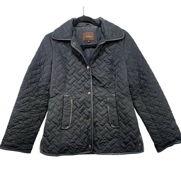 Cole Haan Womens Quilted Jacket Thermore Insulated Lamb Skin Trim Size S Black - Picture 1 of 13